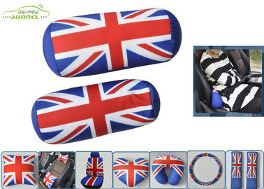 Μαλακό μαξιλάρι λαιμών καθισμάτων αυτοκινήτων πολυεστέρα βρετανικών σημαιών μορφής στηλών με το μαλακό βαμβάκι PP