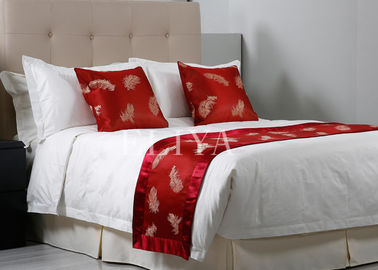 Πολυτέλεια 100% Jacquard βαμβακιού άσπρο κρεβάτι Linens ξενοδοχείων για το πέντε αστέρων σύνολο κλινοστρωμνής ξενοδοχείων